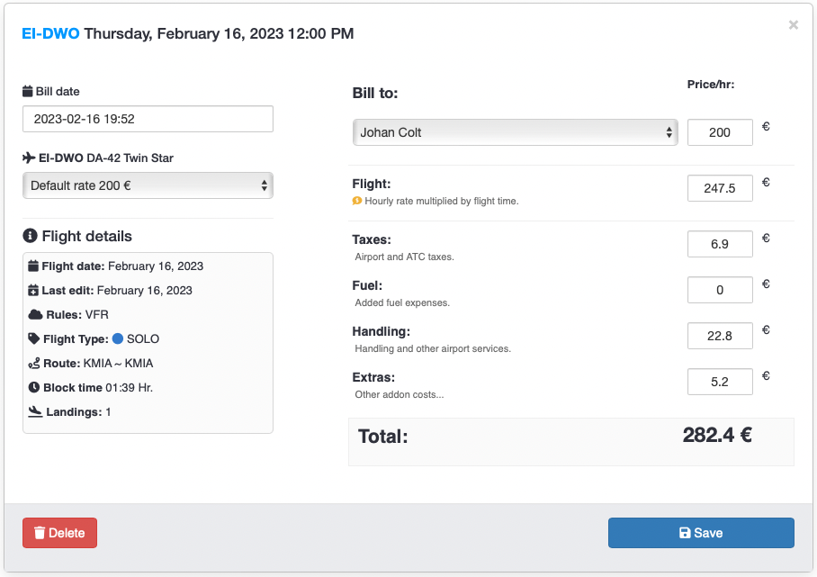 Manual billing window preview