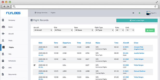 Dashboard and flight alerts