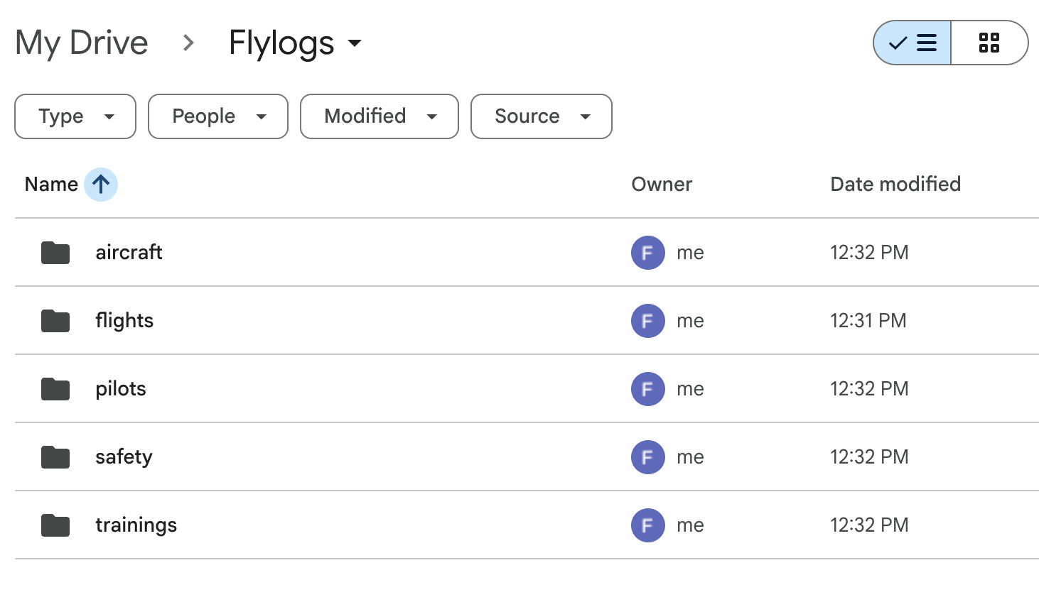 Exportaciones CSV de Flylogs en Google Drive